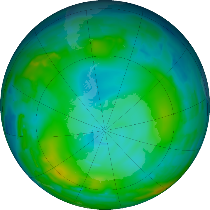 Antarctic ozone map for 12 June 2011